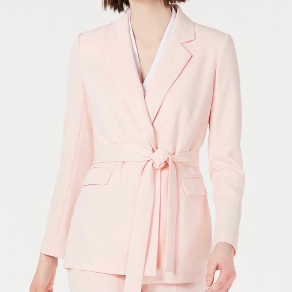 Calvin Klein Light Pink Belted Tie Waist Blazer